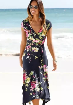 Kurze Kleider|Beachtime Sommerkleid Marine-Bedruckt