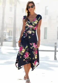 Kurze Kleider|Beachtime Sommerkleid Marine-Bedruckt