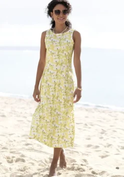 Strandkleider|Beachtime Sommerkleid Gelb-Creme-Bedruckt