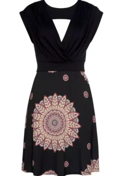 Kurze Kleider|Beachtime Sommerkleid Schwarz-Bedruckt