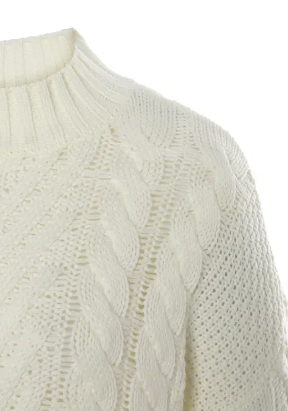 Pullover|LASCANA Stehkragenpullover Creme