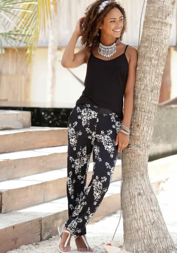 Strandmode|LASCANA Strandhose Schwarz-Creme