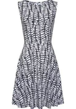 Kurze Kleider|Beachtime Strandkleid Dunkelblau-Weis-Bedruckt