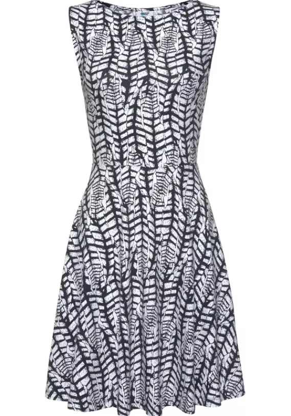 Kurze Kleider|Beachtime Strandkleid Dunkelblau-Weis-Bedruckt