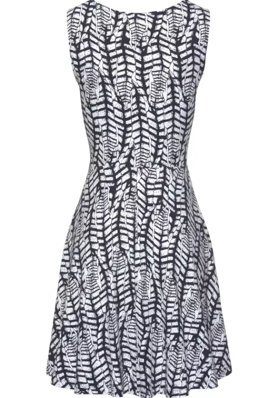 Kurze Kleider|Beachtime Strandkleid Dunkelblau-Weis-Bedruckt