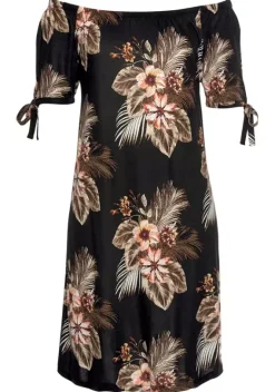 Kurze Kleider|Beachtime Strandkleid Schwarz-Bedruckt