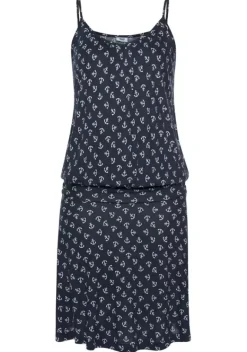 Kurze Kleider|Beachtime Strandkleid Blau-Weis-Bedruckt