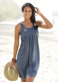 Kurze Kleider|Beachtime Strandkleid Blau-Bedruckt