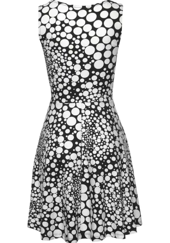 Kurze Kleider|Beachtime Strandkleid Schwarz-Weis-Bedruckt