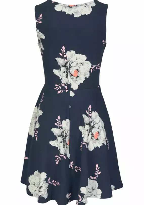 Kurze Kleider|Beachtime Strandkleid Blau-Geblumt