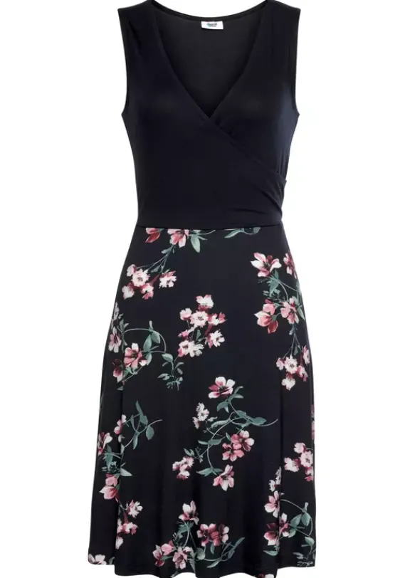 Kurze Kleider|Beachtime Strandkleid Marine-Geblumt-Bedruckt