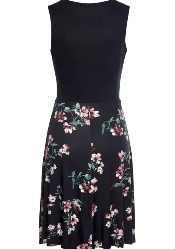 Kurze Kleider|Beachtime Strandkleid Marine-Geblumt-Bedruckt