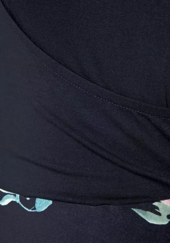 Kurze Kleider|Beachtime Strandkleid Marine-Geblumt-Bedruckt