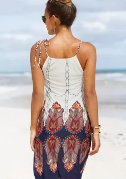 Kurze Kleider|Beachtime Strandkleid Weis-Bunt-Bedruckt