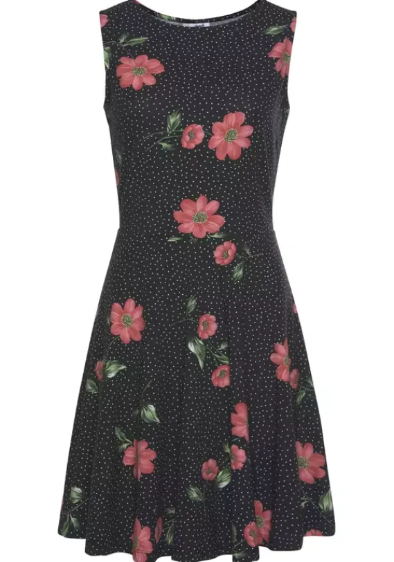 Kurze Kleider|Beachtime Strandkleid Schwarz-Rot