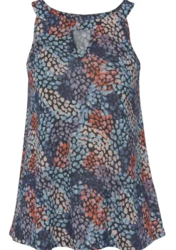 Damenshirts|s.Oliver Strandtop Blau-Koralle Bedruckt