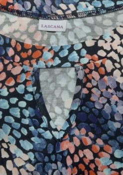 Damenshirts|s.Oliver Strandtop Blau-Koralle Bedruckt