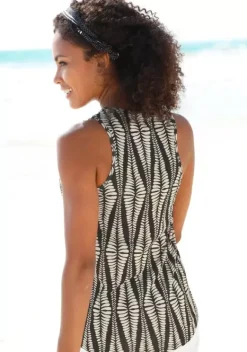 Strandmode|LASCANA Strandtop Schwarz-Sand-Bedruckt
