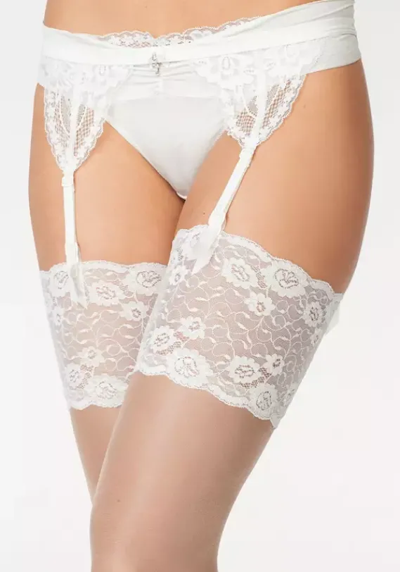 Socken|LASCANA Strapsstrumpfe Puder-Cream