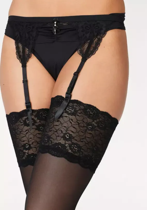 Socken|LASCANA Strapsstrumpfe Schwarz