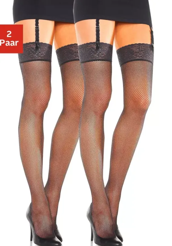 Socken|LASCANA Strapsstrumpfe Schwarz