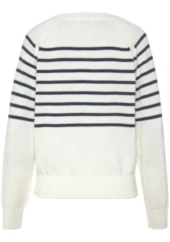 Pullover|Vivance Streifenpullover Weis-Marine