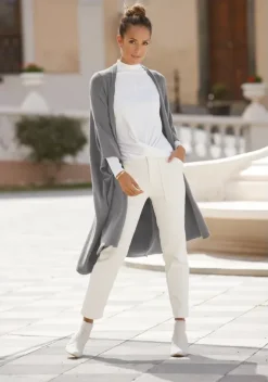 Jacken & Mantel|LASCANA Strickjacke Hellgrau-Meliert