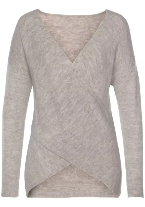 Pullover|LASCANA Strickpullover Beige-Meliert