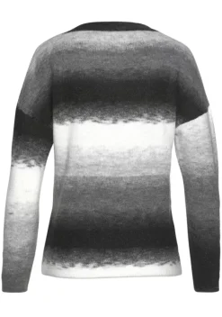 Pullover|Vivance Strickpullover Schwarz-Weis-Grau