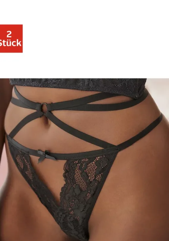 Strings|petite fleur gold String-Ouvert 2Xschwarz