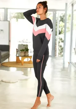 Damenshirts|H.I.S Sweatshirt Anthrazit-Rosa-Weis