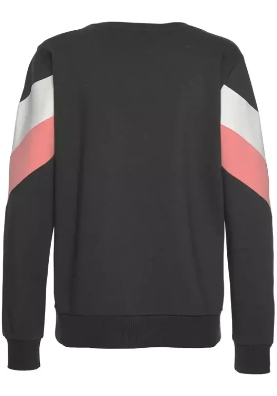 Damenshirts|H.I.S Sweatshirt Anthrazit-Rosa-Weis