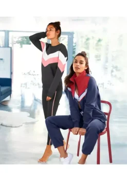 Damenshirts|H.I.S Sweatshirt Anthrazit-Rosa-Weis