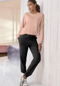 Damenshirts|LASCANA Sweatshirt Apricot-Rosegoldfarben