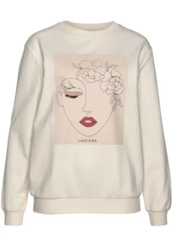 Damenshirts|LASCANA Sweatshirt Hellbeige-Natur-Hellrosa