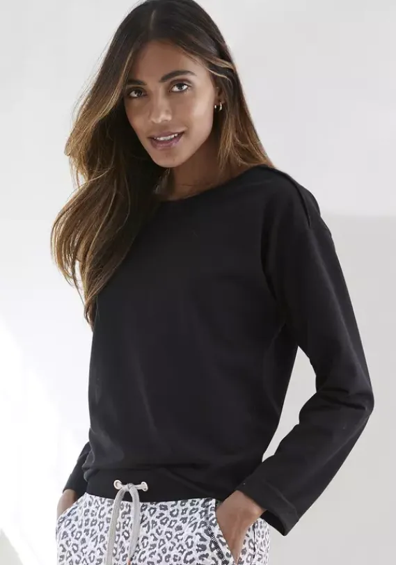 Damenshirts|LASCANA Sweatshirt"/ Langarmshirt" Schwarz