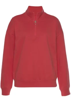 Damenshirts|H.I.S Sweatshirt"Troyer Mit Stehkragen" Rot