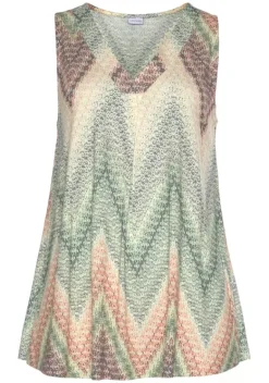 Damenshirts|LASCANA Tanktop Grun-Rost-Aubergine-Bedruckt
