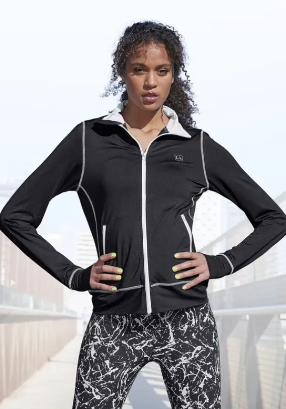 Jacken & Mantel|LASCANA ACTIVE Trainingsjacke"Black Marble" Schwarz-Weis