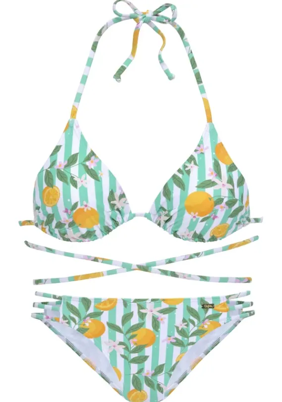 Triangel-Bikinis|Buffalo Triangel-Bikini"Capri" Mint-Orange Bedruckt