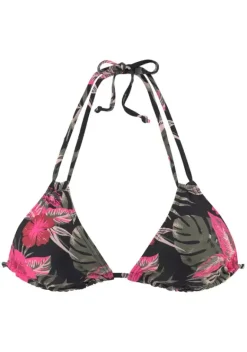 Triangel-Bikinis|LASCANA Triangel-Bikini-Top"Elsa" Schwarz-Pink-Bedruckt