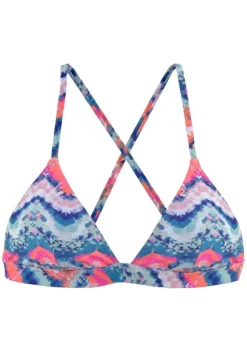 Triangel-Bikinis|Venice Beach Triangel-Bikini-Top"Face" Blau-Orange