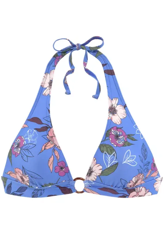 Triangel-Bikinis|s.Oliver Triangel-Bikini-Top"Maya" Blau-Bedruckt