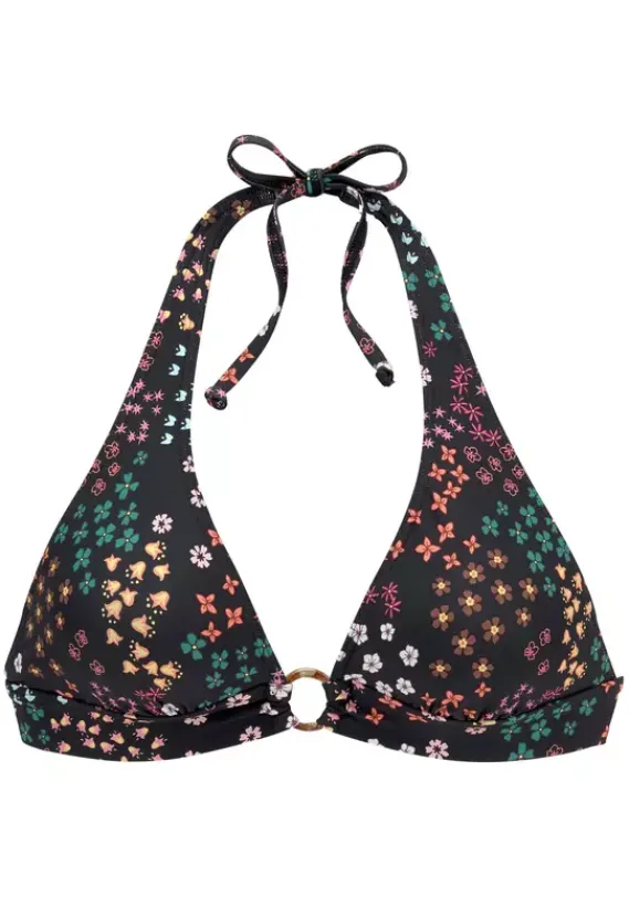 Triangel-Bikinis|s.Oliver Triangel-Bikini-Top"Milly" Schwarz-Bedruckt