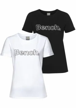 Damenshirts|Bench. T-Shirt Schwarz, Weis