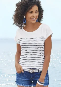 Damenshirts|Beachtime T-Shirt Weis-Navy