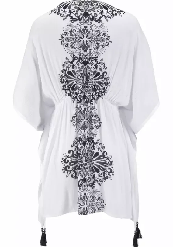 Kurze Kleider|Buffalo Tunika Weis-Schwarz-Bedruckt