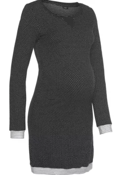 Nachhaltige Nachtwasche|Vivance Dreams Umstandsnachthemd Schwarz-Weis-Gepunktet