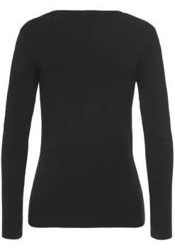 Pullover|Vivance V-Ausschnitt-Pullover Schwarz