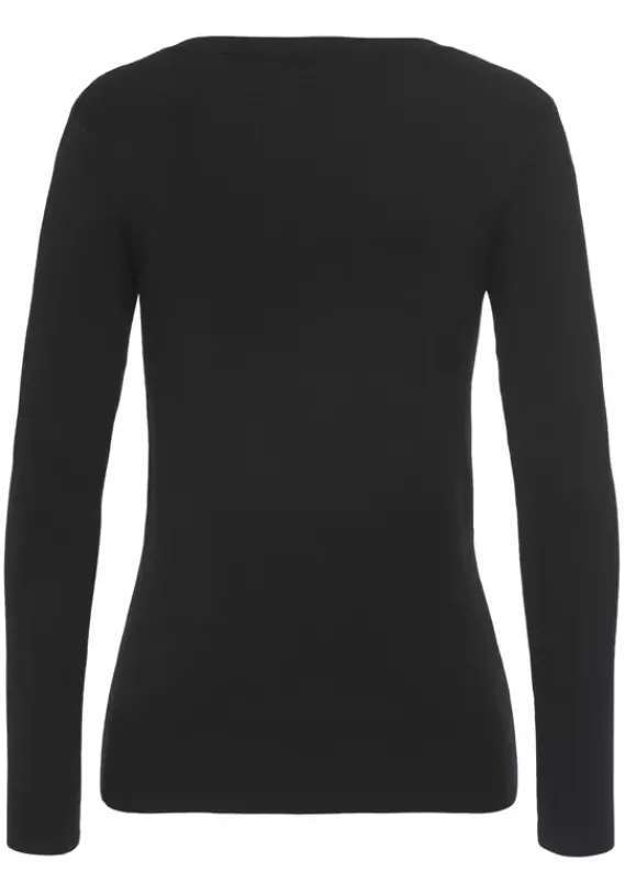 Pullover|Vivance V-Ausschnitt-Pullover Schwarz